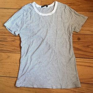 White and navy stripes shirt